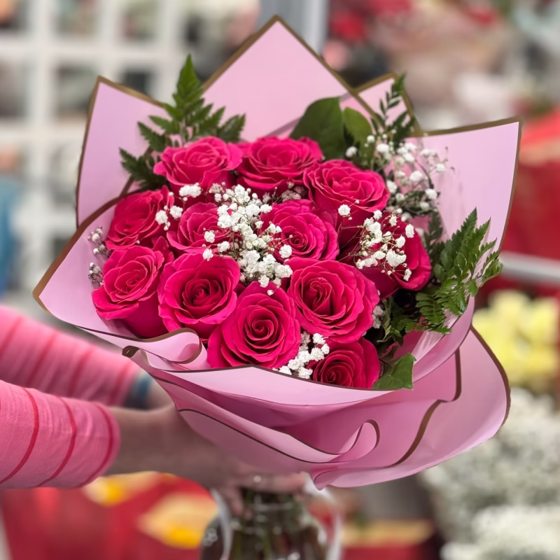 Pink Roses hand tied bouquet