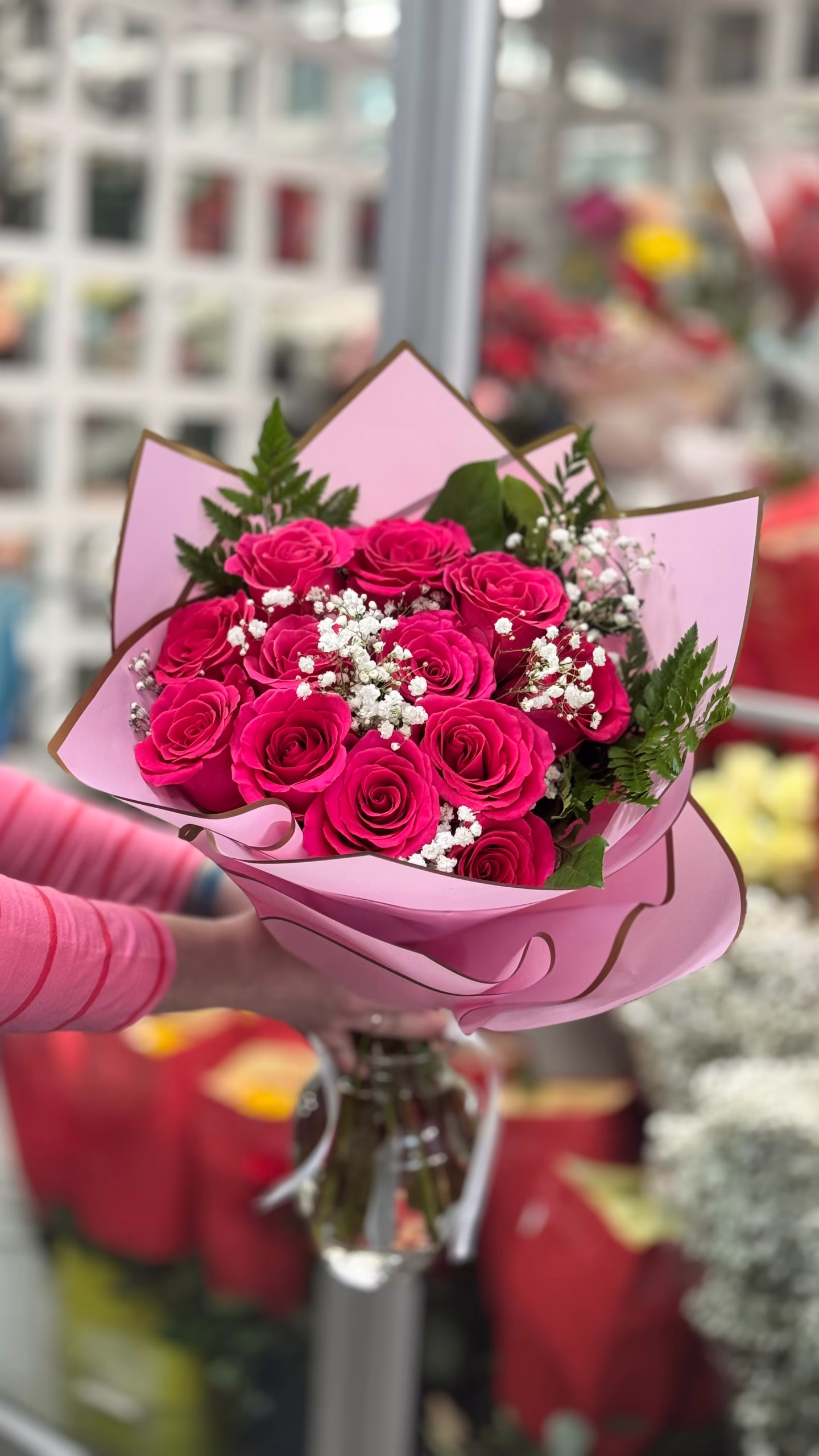 Pink Roses hand tied bouquet