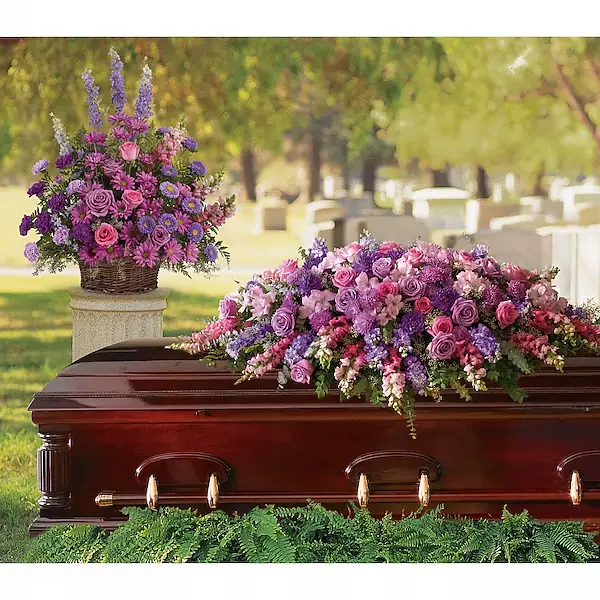 Lavender Tribute Casket Spray Sympathy Arrangement
